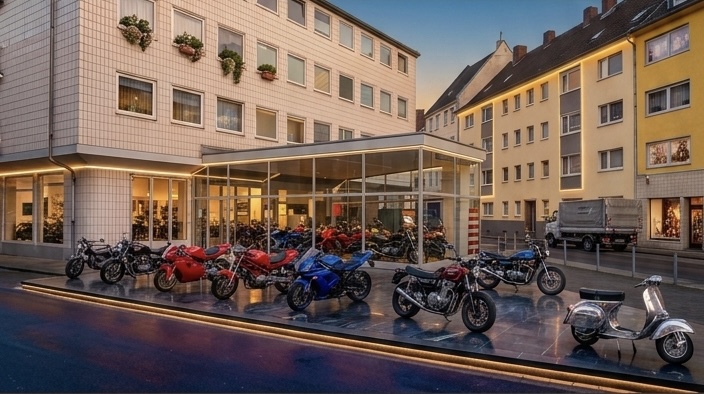 Mülheimer Rollershop Schaufenster mit Rollern in Köln-Mülheim