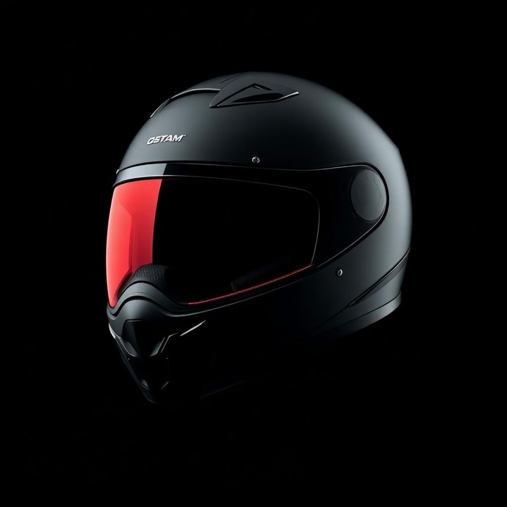 Schwarzer Motorradhelm mit rotem Visier